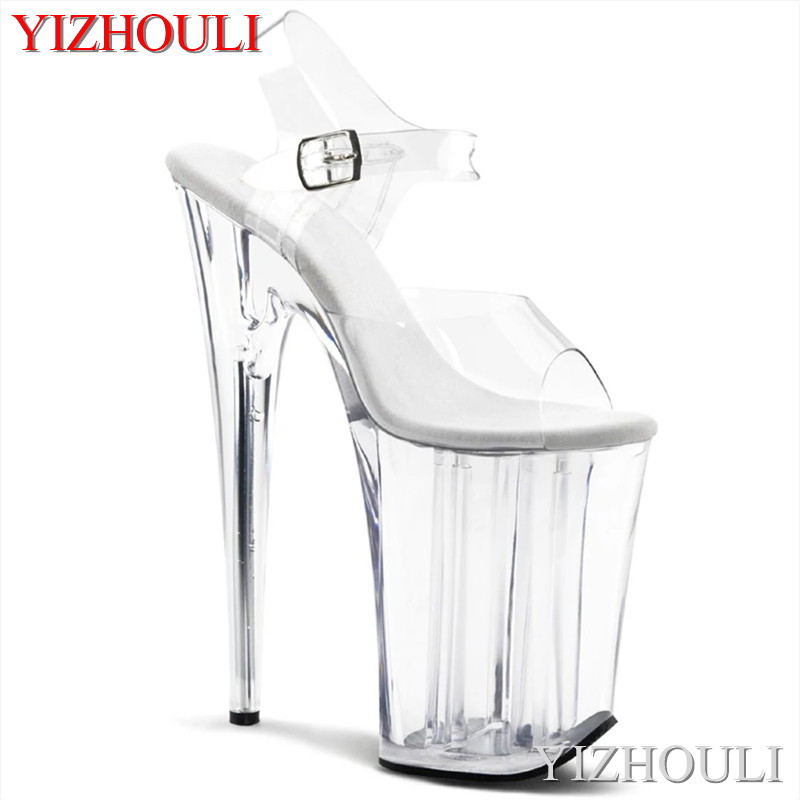 Cork Wedge Sandal - 8 inch super high heels, transparent