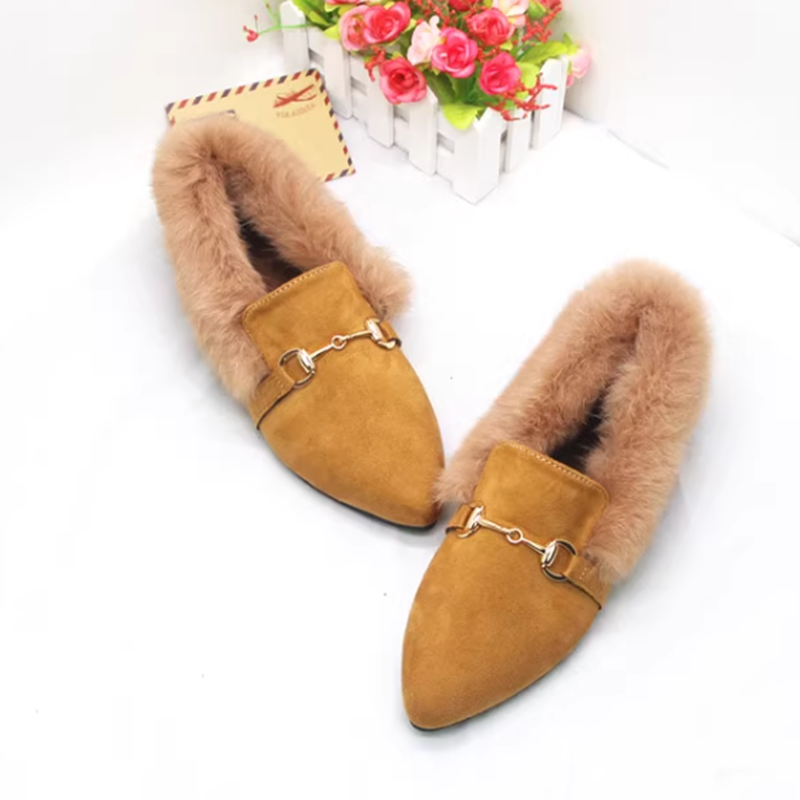 Women Shoes For Big Feet - Women Winter Metal Chain Slip-On Grey
