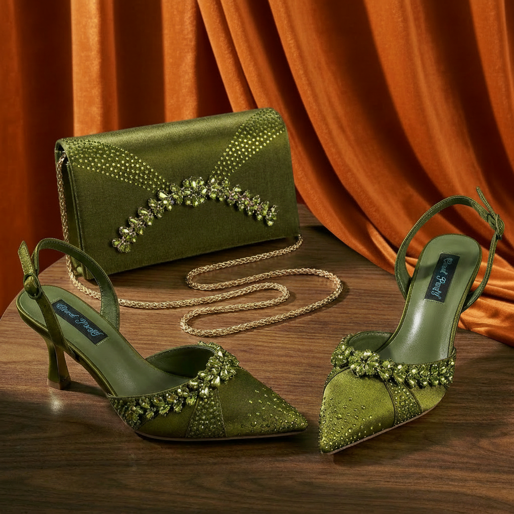 Women'S Shoes Hands Free - 2026 Italian Inspired Olive Rhinestone HAND