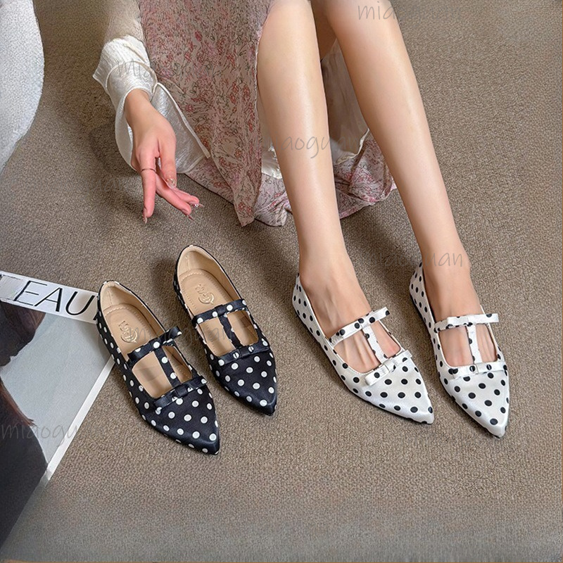 Women Shoes Loafers - Fashion Polka Dot Flats Footwear Woman