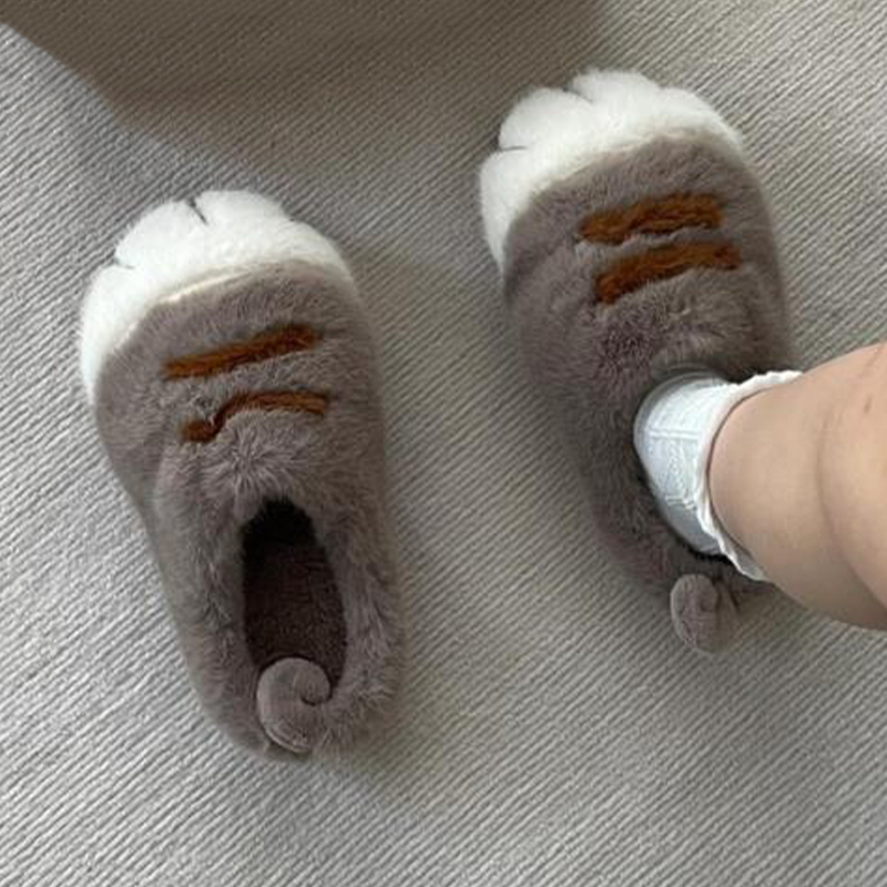 Women'S Shoes For Flat Feet - Fun fluffy cats feet slippers cute