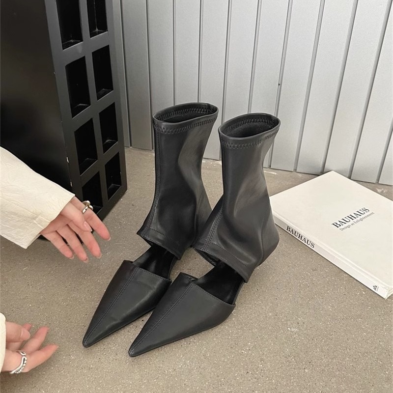 New Black Pointed Hollowed Out - Women Shoes Boots ulasan dan harga