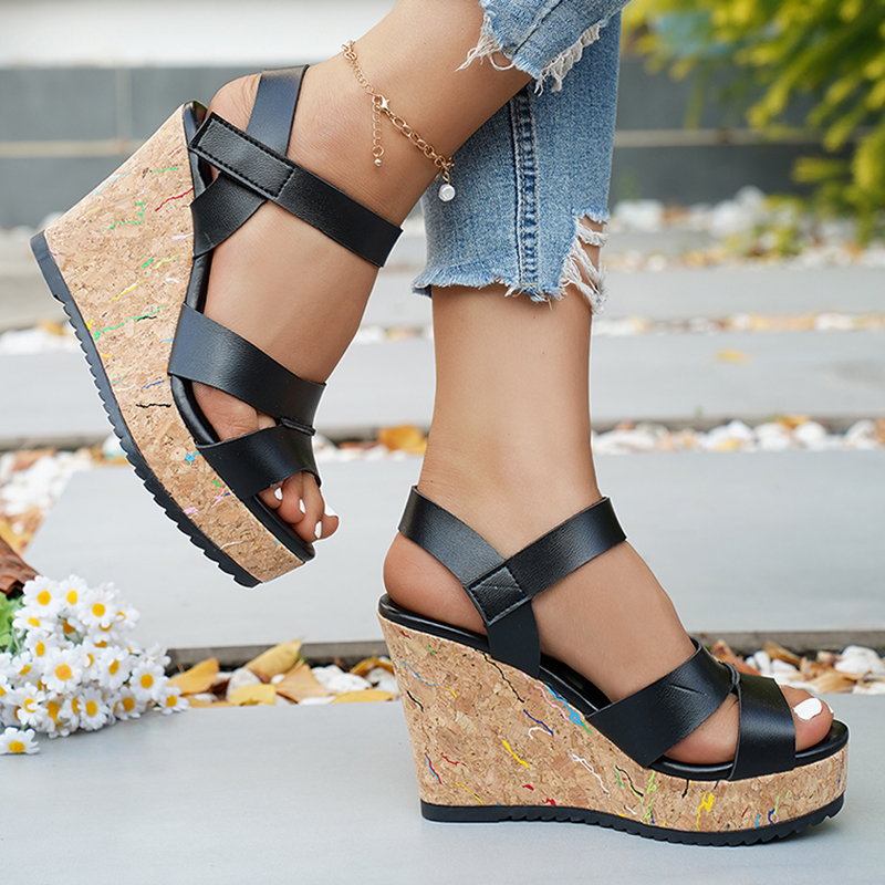 Women's Silver Chunky Platform - Cork Wedge Sandal ulasan dan harga