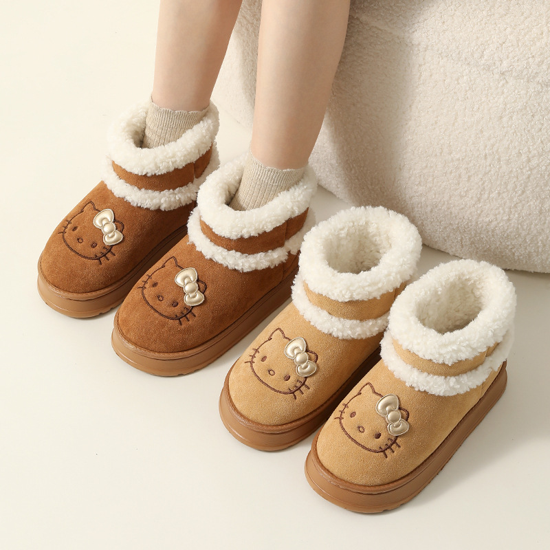 Cute Warm Cotton Slippers Hell - Women Shoes Boots ulasan dan harga