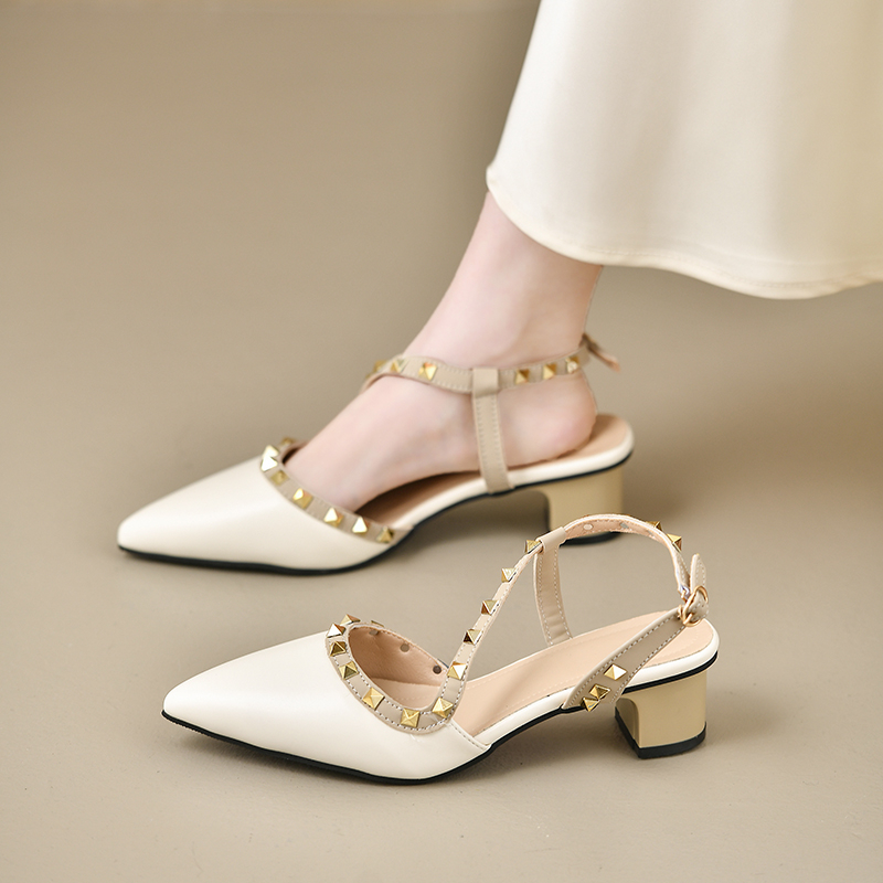 Women Shiny Back Buckle Strap  - Metallic Heel Sandal ulasan dan harga
