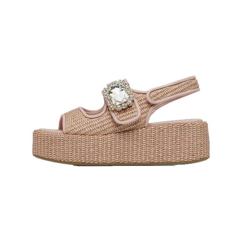 Hemp Woven Thick Soled Sandals - Women'S Shoes Hands Free ulasan dan harga