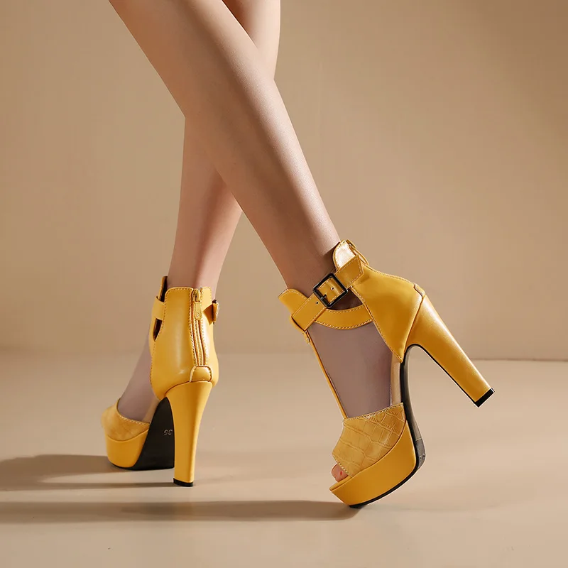 Yellow Mesh Platform Sandals W - Women Shoes Boots ulasan dan harga