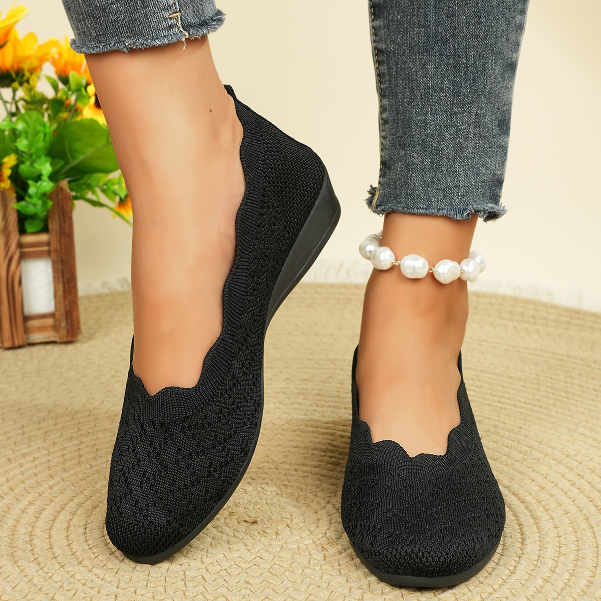 Women's Breathable Knit Flats  - Shoes For Women Flats ulasan dan harga