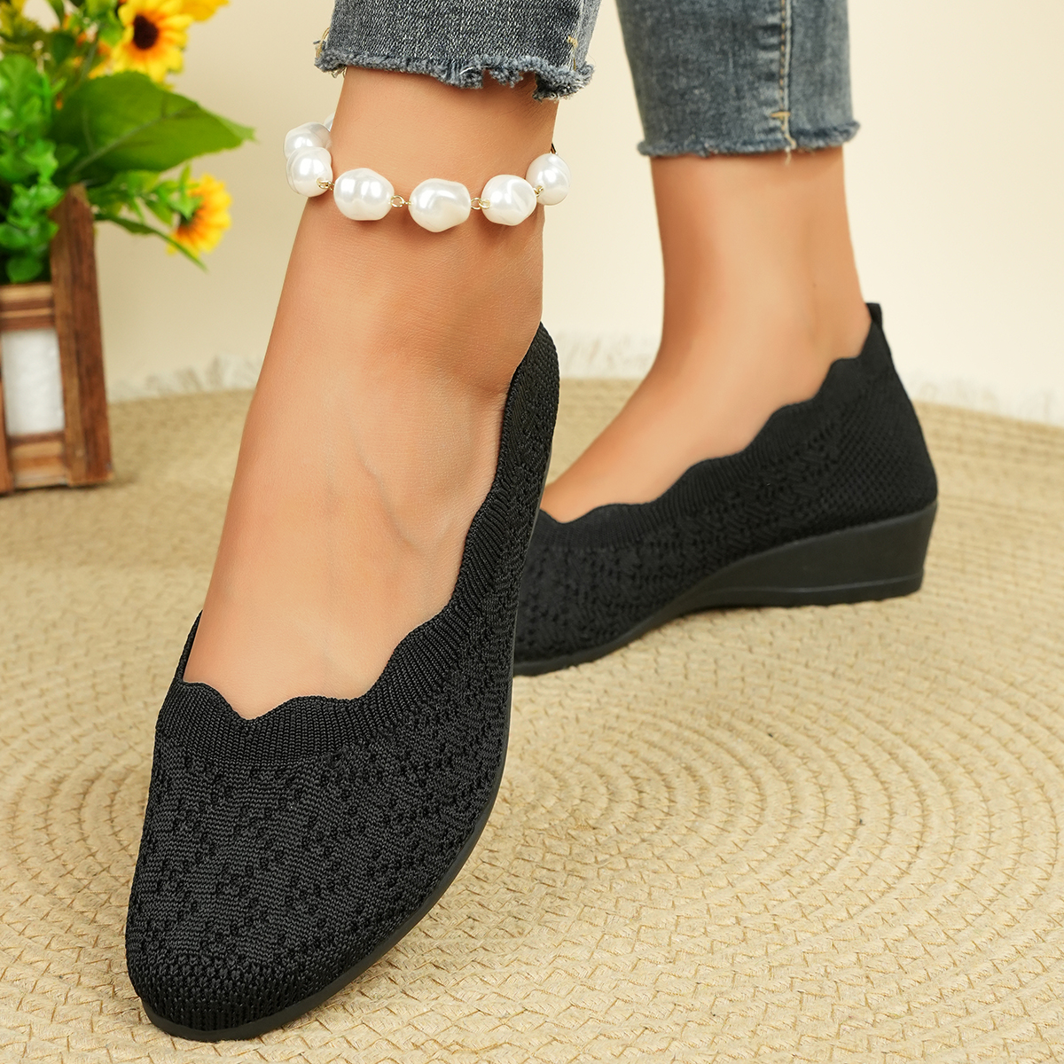 Women's Breathable Knit Flats  - Shoes For Women Flats ulasan dan harga