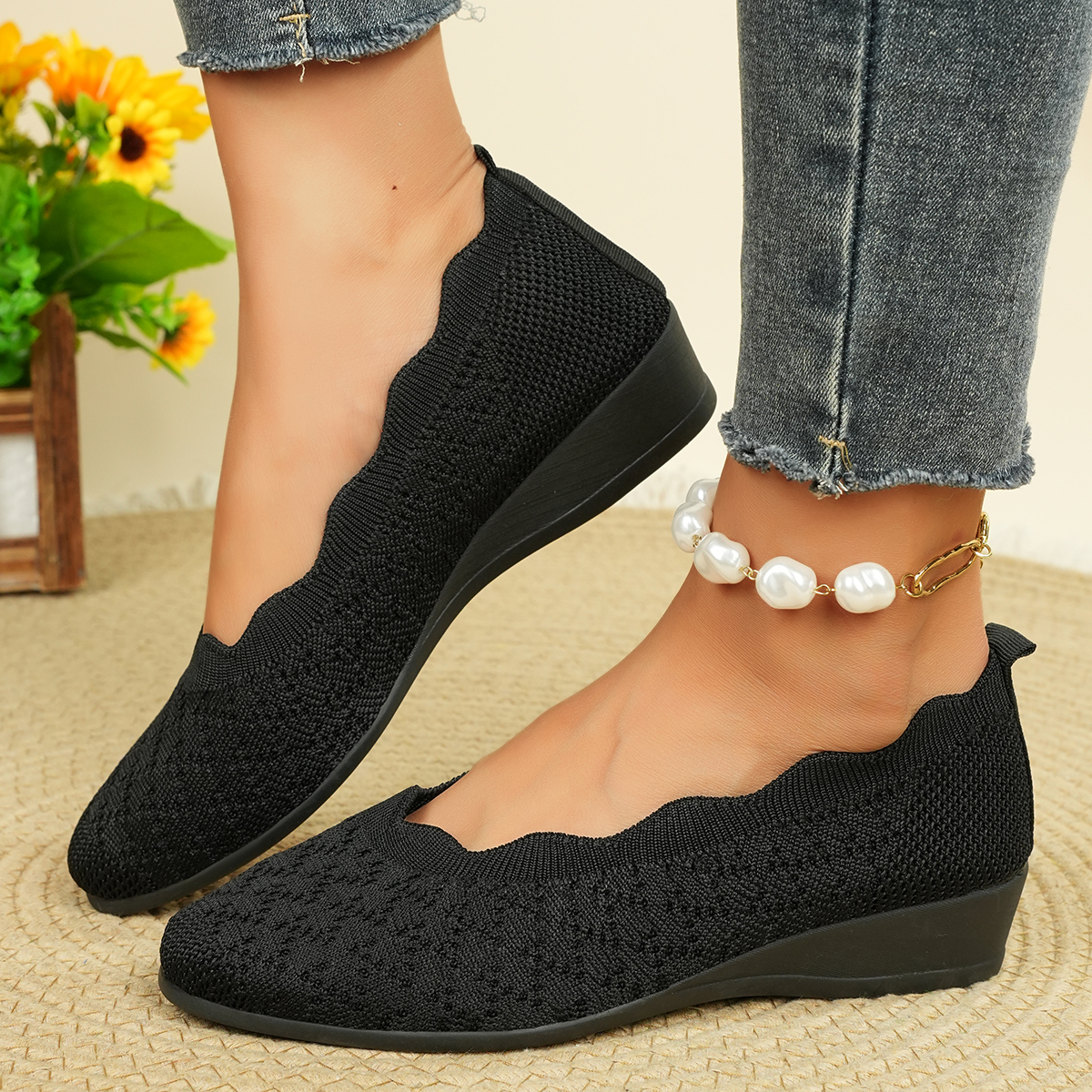 Women's Breathable Knit Flats  - Shoes For Women Flats ulasan dan harga