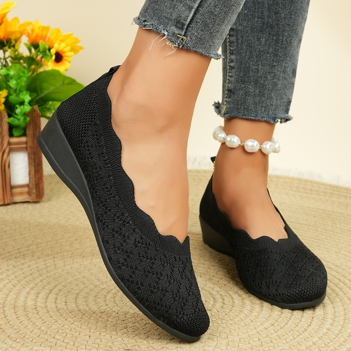 Women's Breathable Knit Flats  - Shoes For Women Flats ulasan dan harga