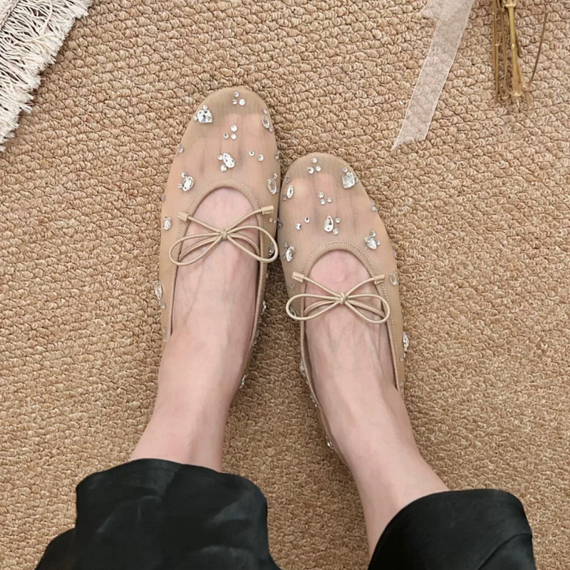 Diamond Luxury Mesh Mules Sand - Shoes For Women Flats ulasan dan harga