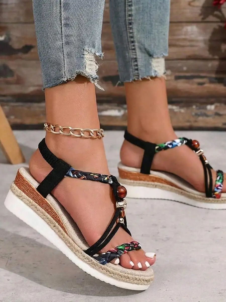 Bohemian Wedge Sandals With Be - Cork Wedge Sandal ulasan dan harga