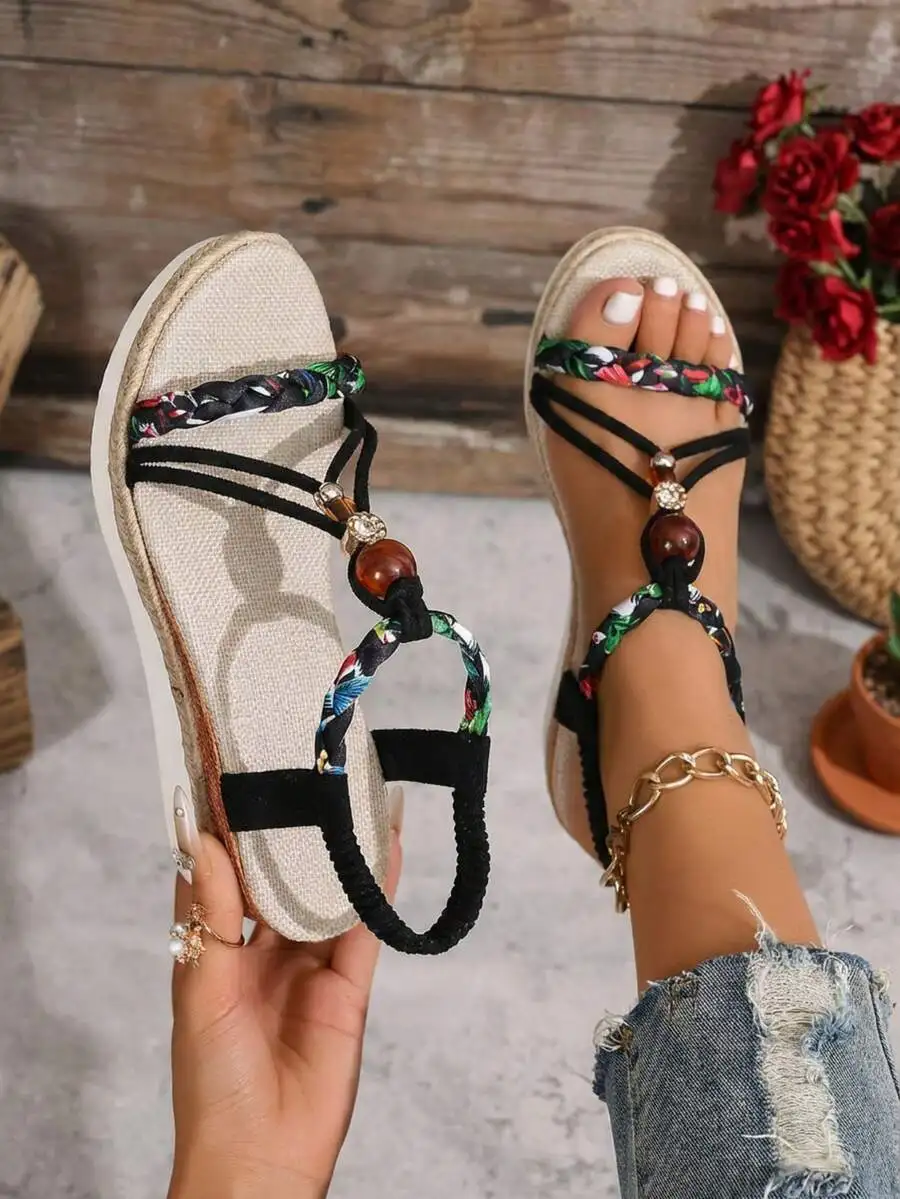 Bohemian Wedge Sandals With Be - Cork Wedge Sandal ulasan dan harga