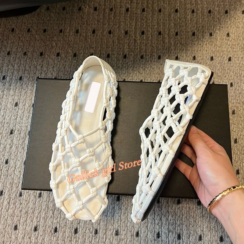 French Woven Mesh Hollow flat  - Women Shoes Loafers ulasan dan harga