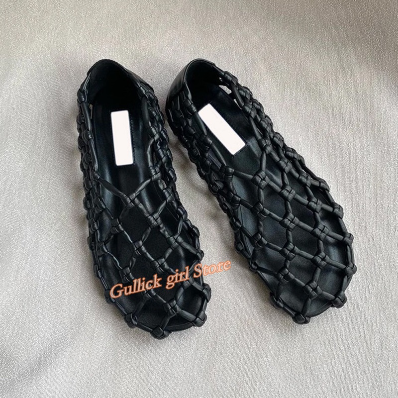 French Woven Mesh Hollow flat  - Women Shoes Loafers ulasan dan harga