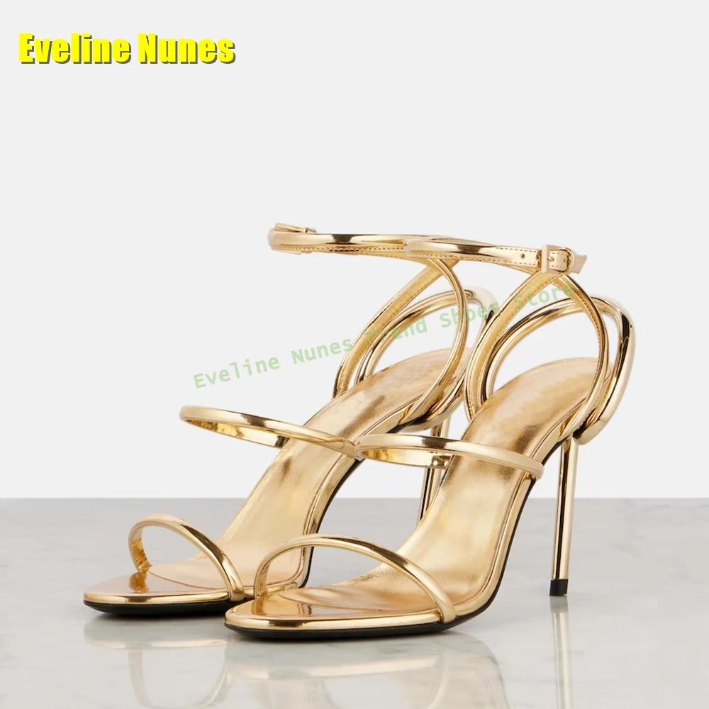 Golden Strappy Metallic Leathe - Strappy Heeled Sandals ulasan dan harga