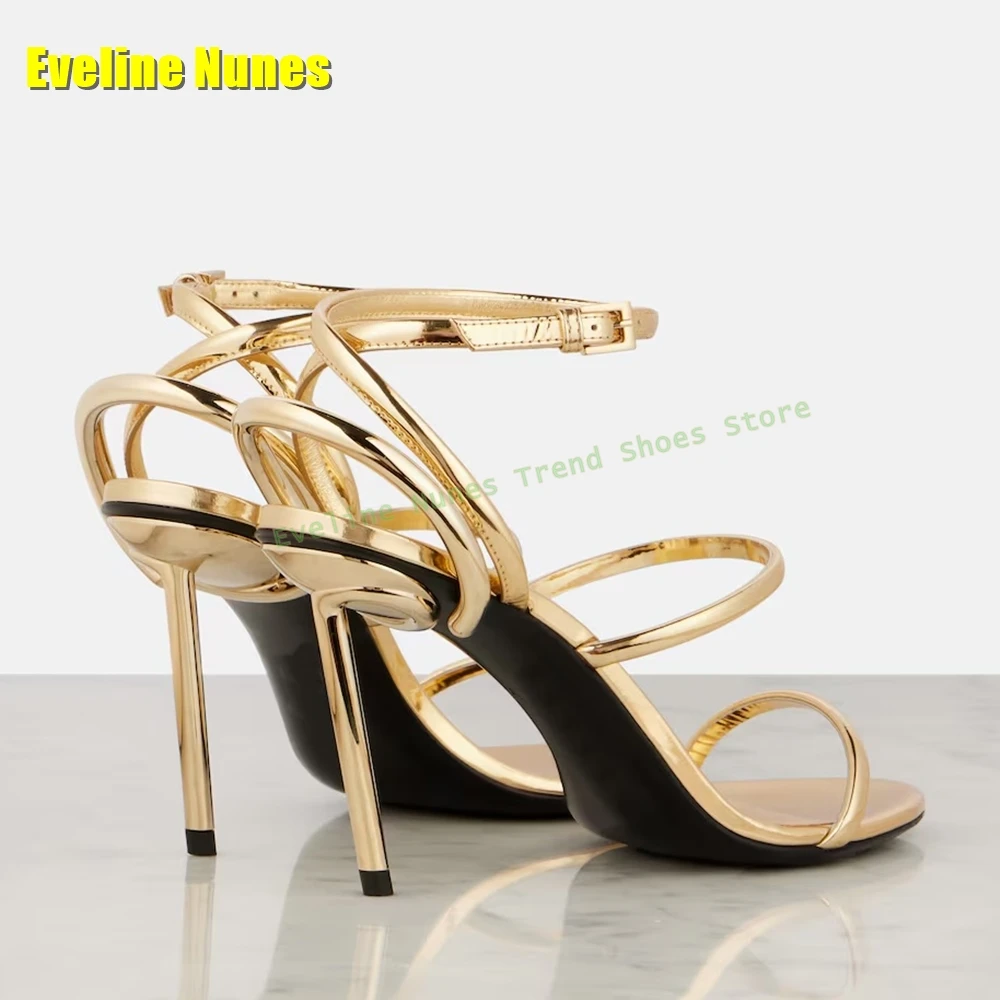 Golden Strappy Metallic Leathe - Strappy Heeled Sandals ulasan dan harga