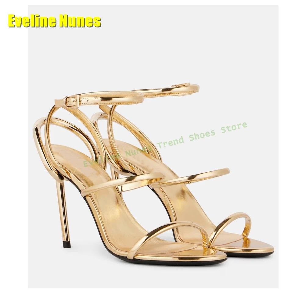 Golden Strappy Metallic Leathe - Strappy Heeled Sandals ulasan dan harga