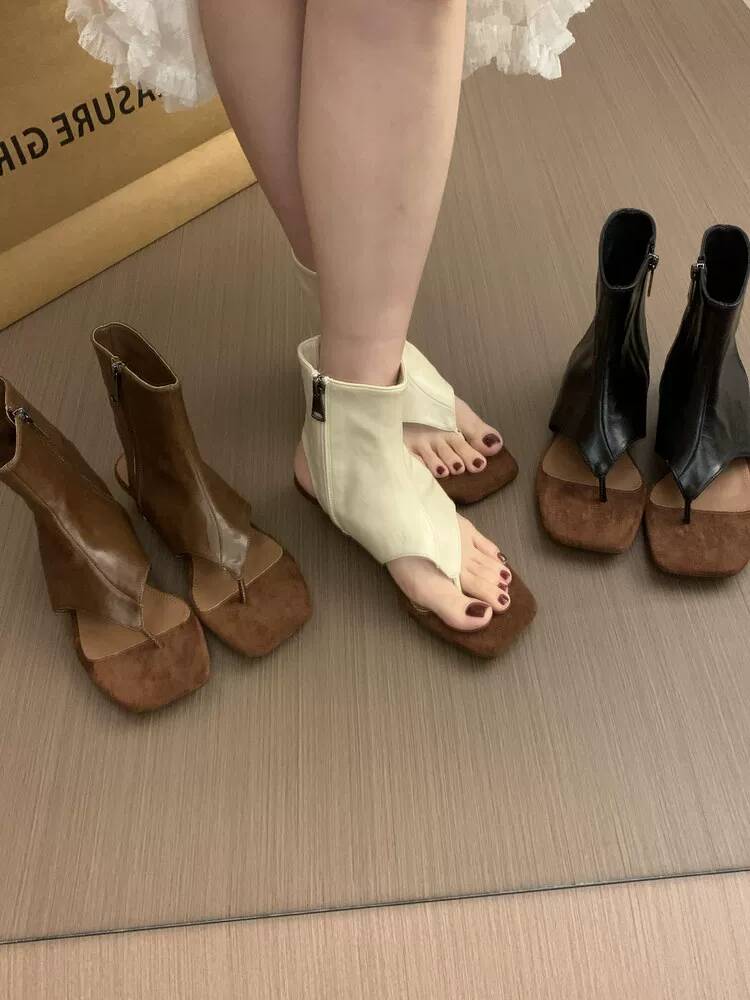2026 French Retro Brown Short  - Women Shoes Boots ulasan dan harga