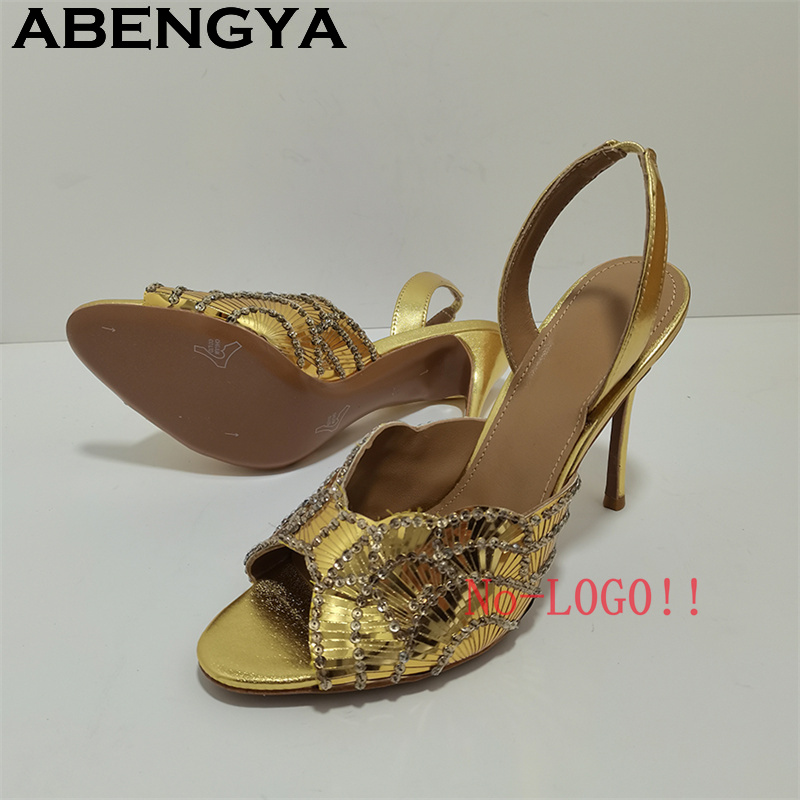 2026 Summer Trendy New Shiny F - Metallic Heel Sandal ulasan dan harga