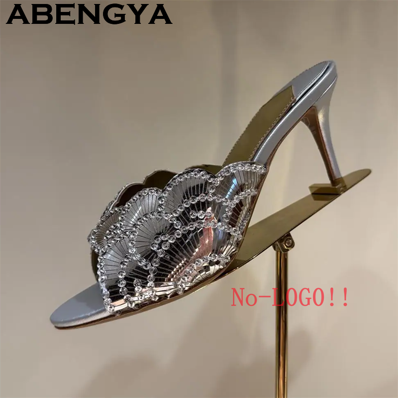 2026 Summer Trendy New Shiny F - Metallic Heel Sandal ulasan dan harga