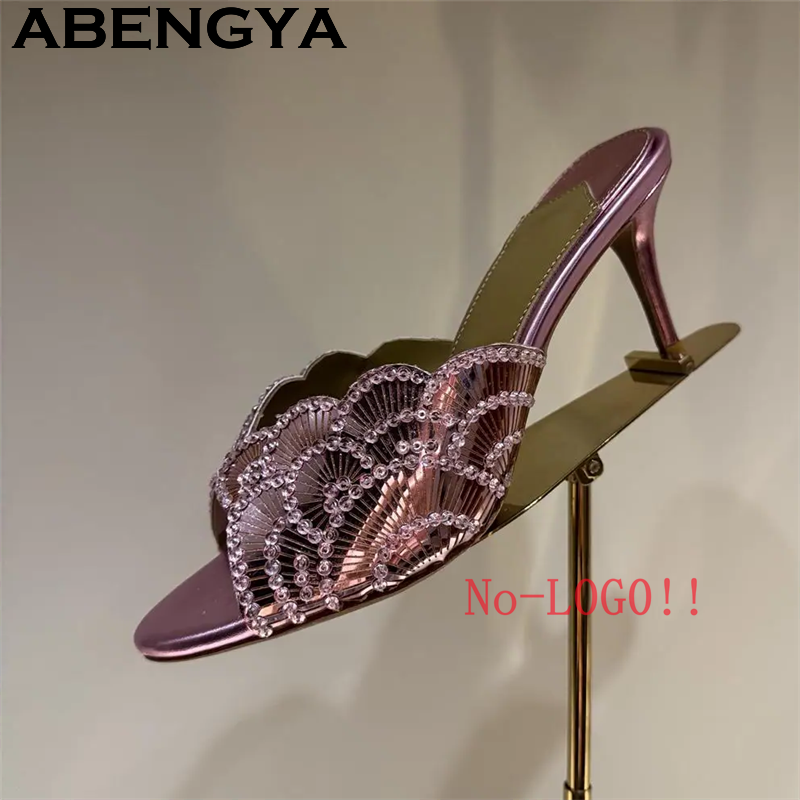 2026 Summer Trendy New Shiny F - Metallic Heel Sandal ulasan dan harga