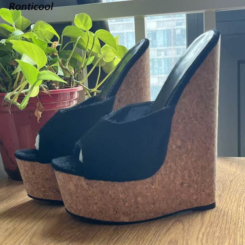 Ronticool Handmade Women's Bla - Cork Wedge Sandal ulasan dan harga