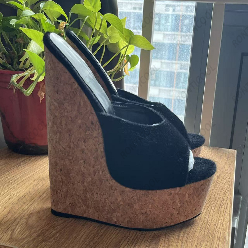 Ronticool Handmade Women's Bla - Cork Wedge Sandal ulasan dan harga