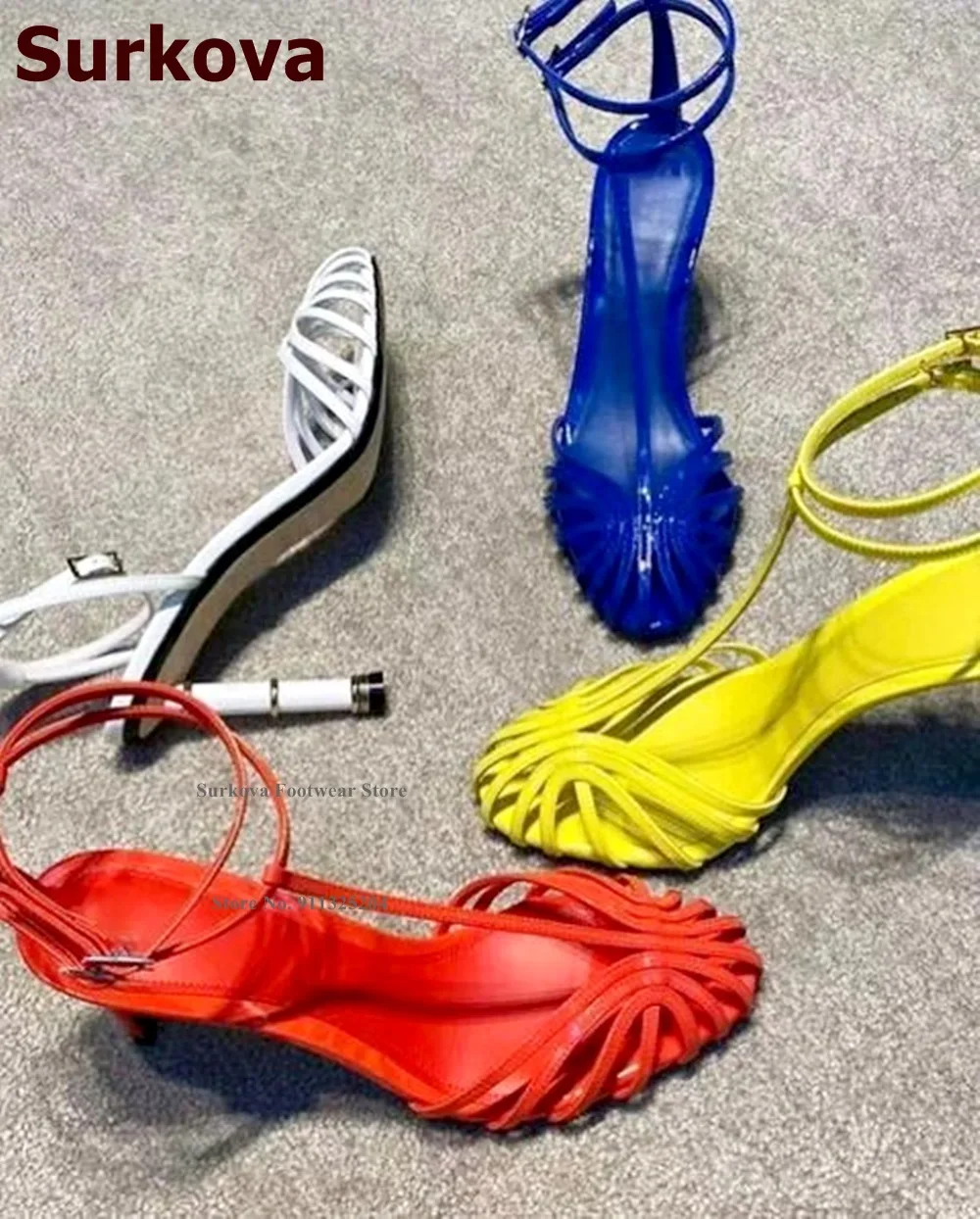 Surkova Matte Leather Thin Str - Strappy Heeled Sandals ulasan dan harga
