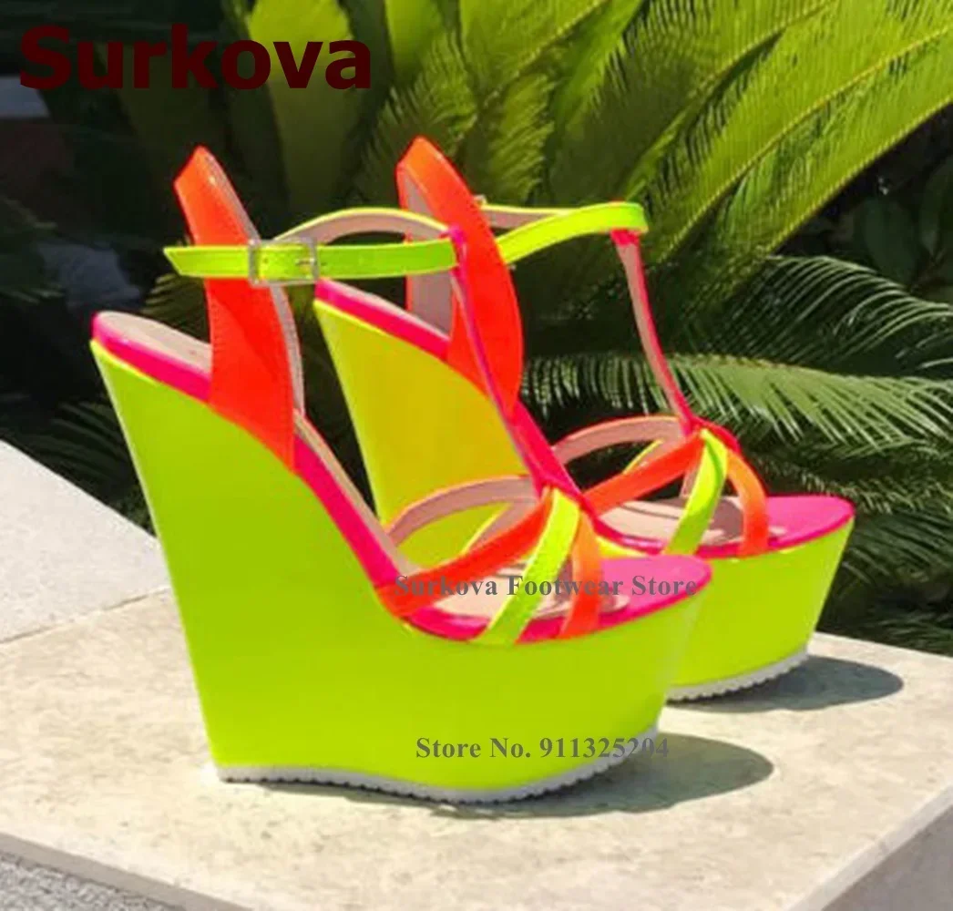 Surkova Neon Yellow Wedge Heel - Cork Wedge Sandal ulasan dan harga
