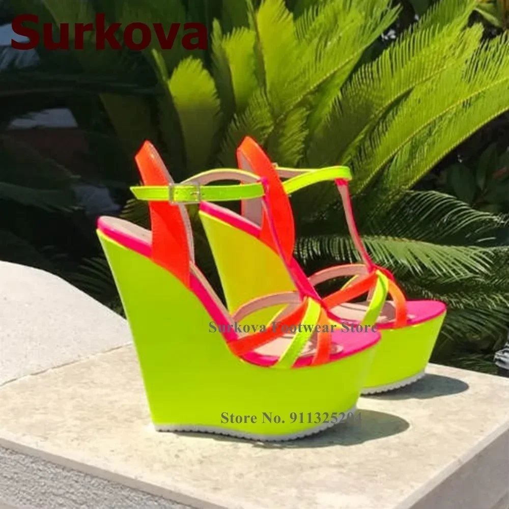 Surkova Neon Yellow Wedge Heel - Cork Wedge Sandal ulasan dan harga