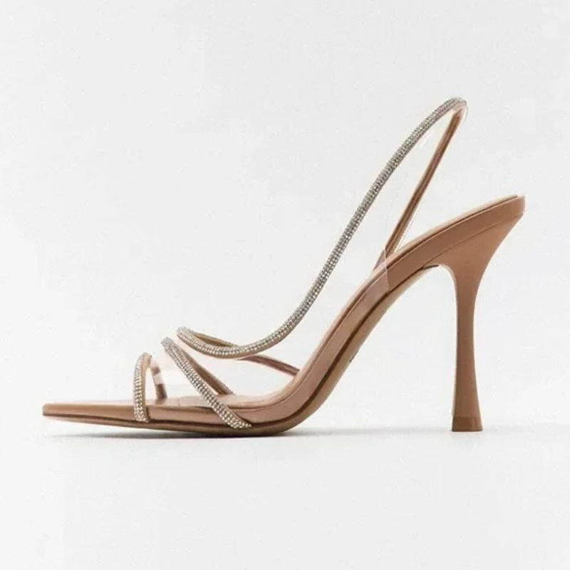 Luxury Rhinestone Strap PVC Sl - Metallic Heel Sandal ulasan dan harga