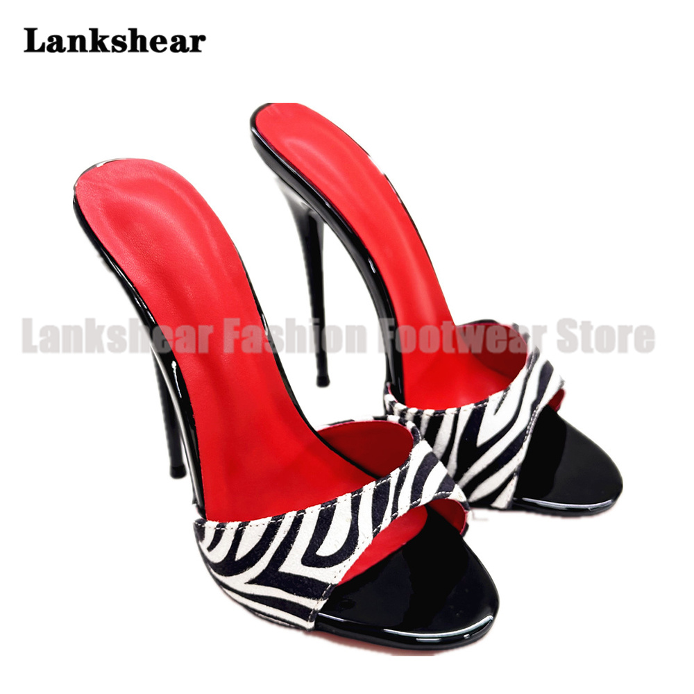 Zebra Print High Heel Mules Re - Leopard Print Heels ulasan dan harga