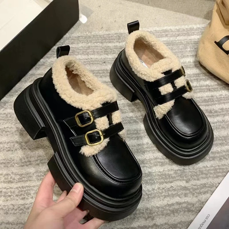 Winter British Style Small Lea - Women Shoes Loafers ulasan dan harga