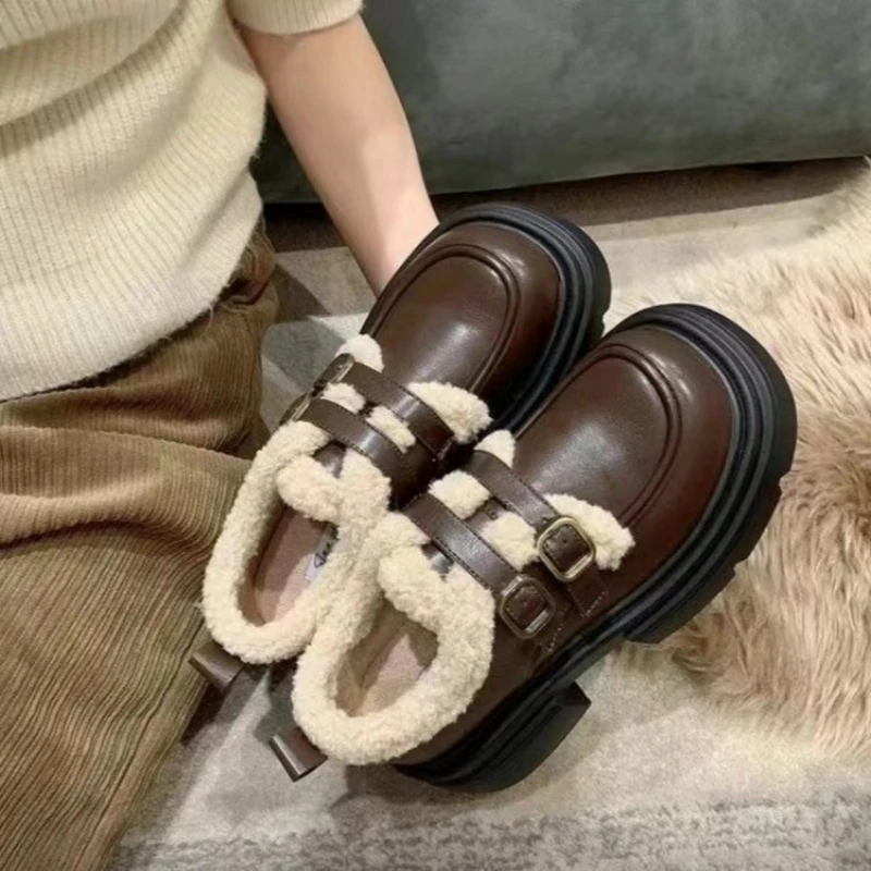 Winter British Style Small Lea - Women Shoes Loafers ulasan dan harga