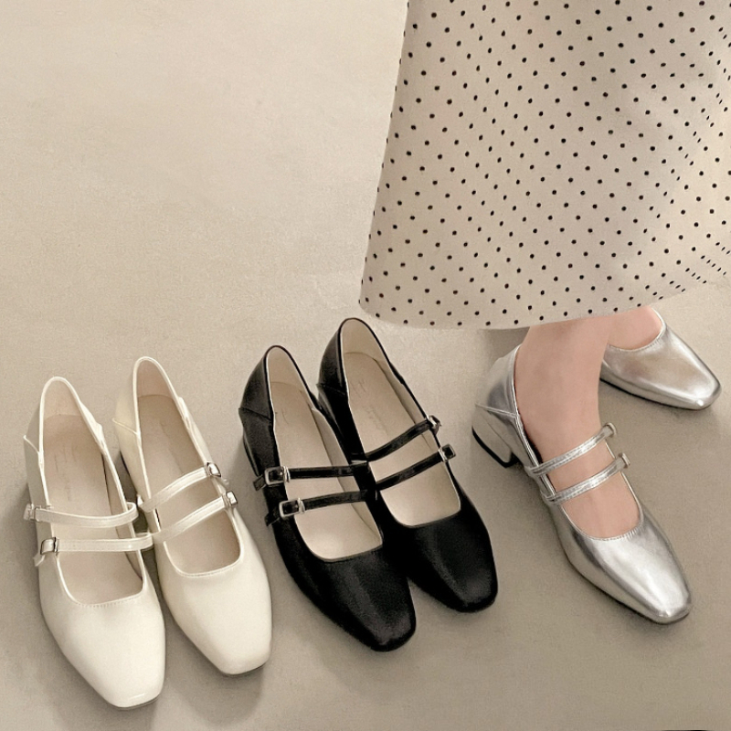 Square Toe Low Heel Women Silv - Women Shoes Size ulasan dan harga