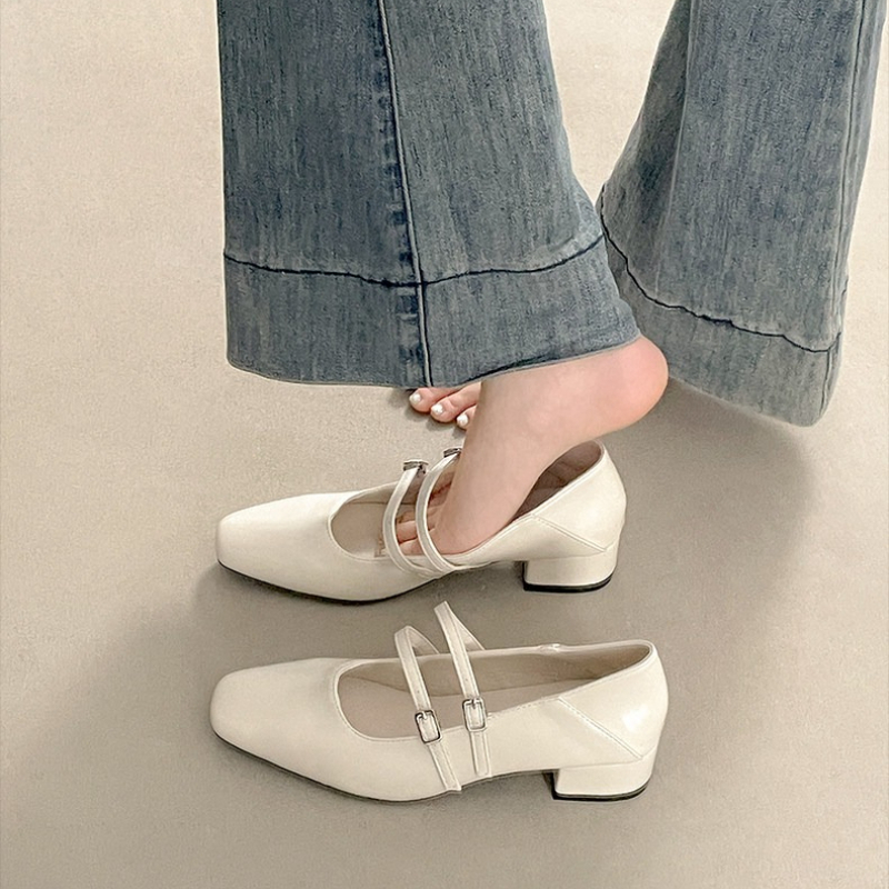 Square Toe Low Heel Women Silv - Women Shoes Size ulasan dan harga