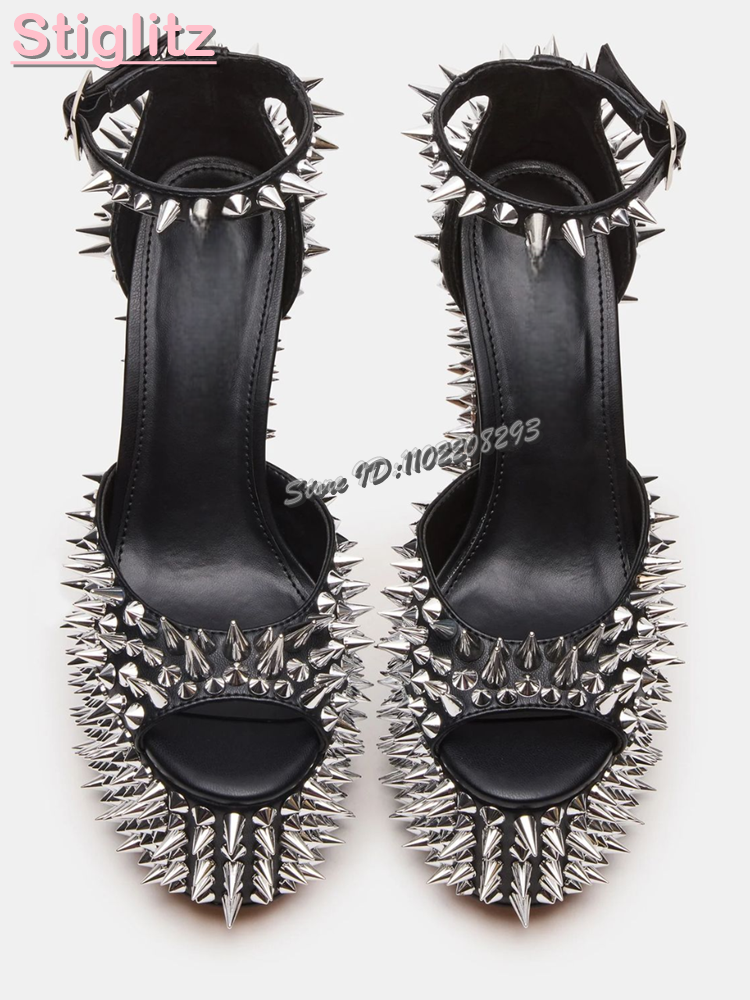 Sexy Spikes Square Heel Sandal - Leopard Print Heels ulasan dan harga