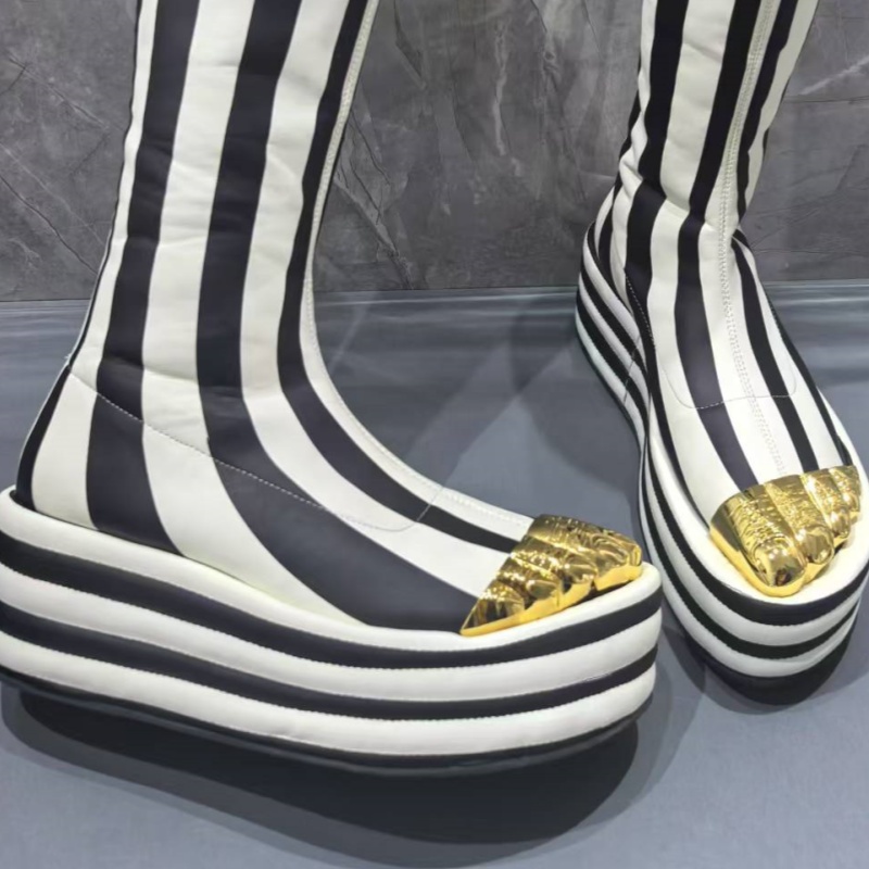 Black White Striped Metal Deco - Women Shoes Size Chart ulasan dan harga