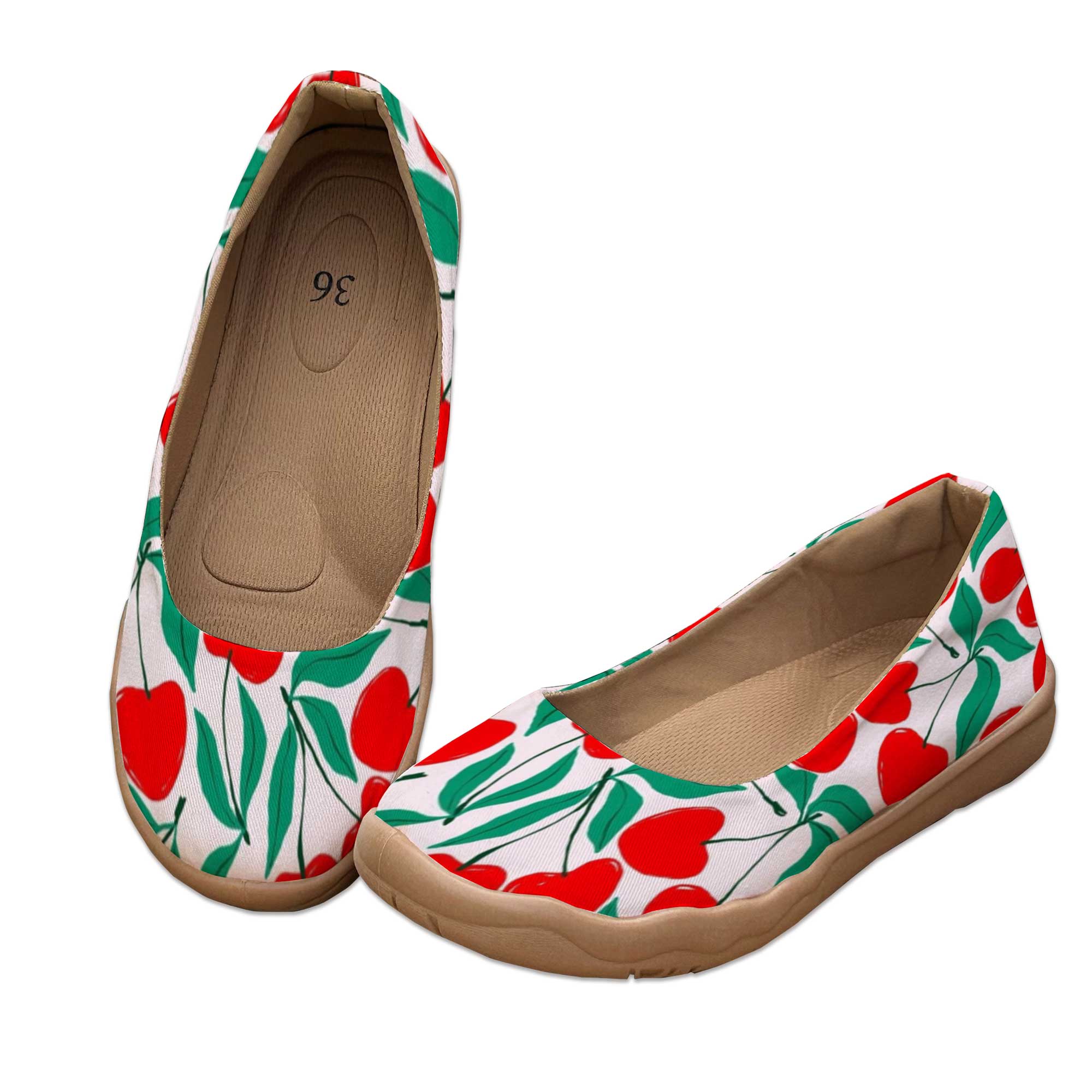 Sweet Cherry-Colored Wide-Fit  - Women'S Shoes For Flat Feet ulasan dan harga