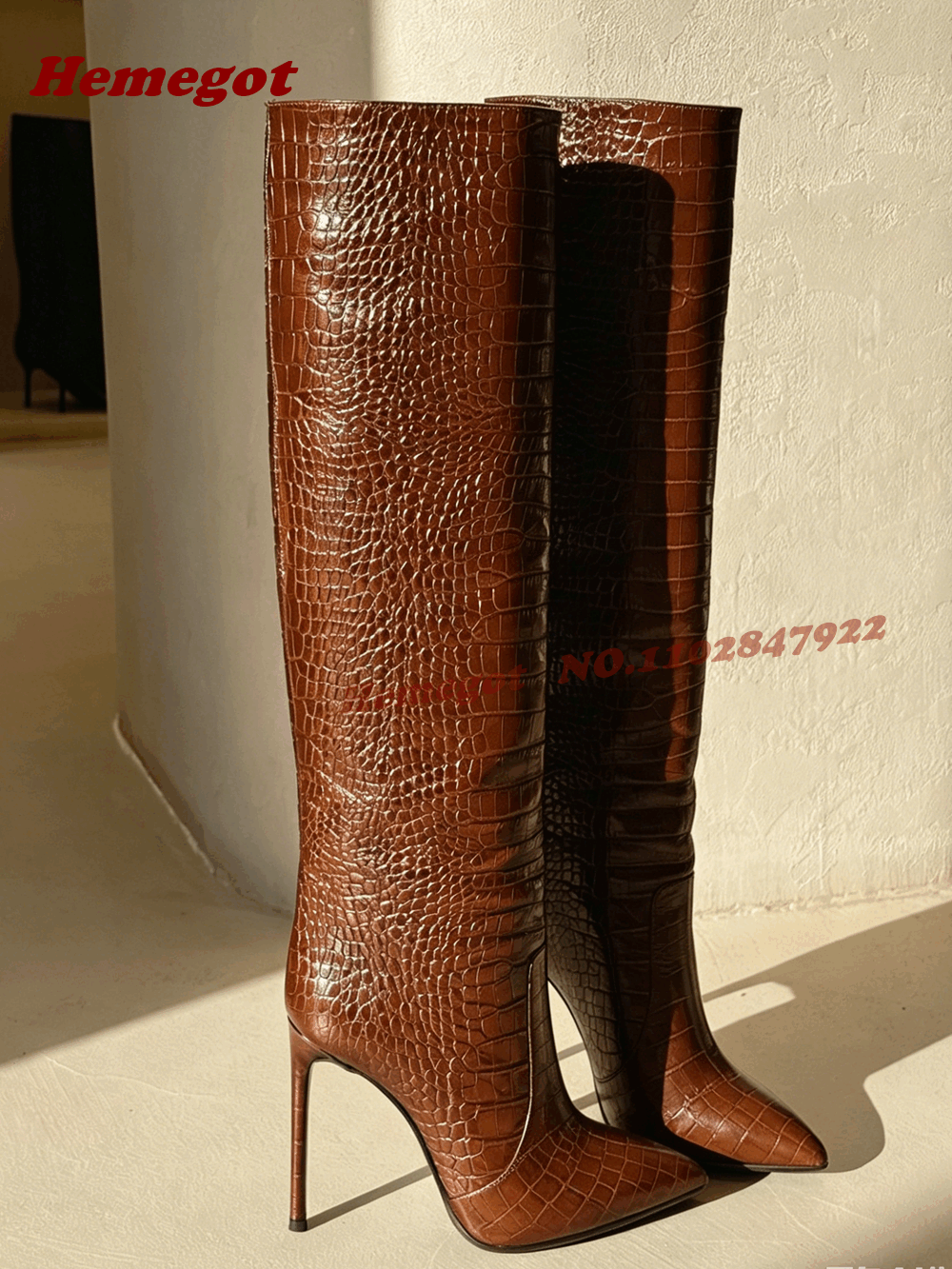 Brown Croc-Embossed Leather Kn - Women Shoes Size Chart ulasan dan harga