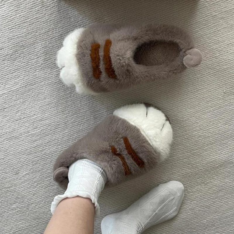 Fun fluffy cats feet slippers  - Women'S Shoes For Flat Feet ulasan dan harga