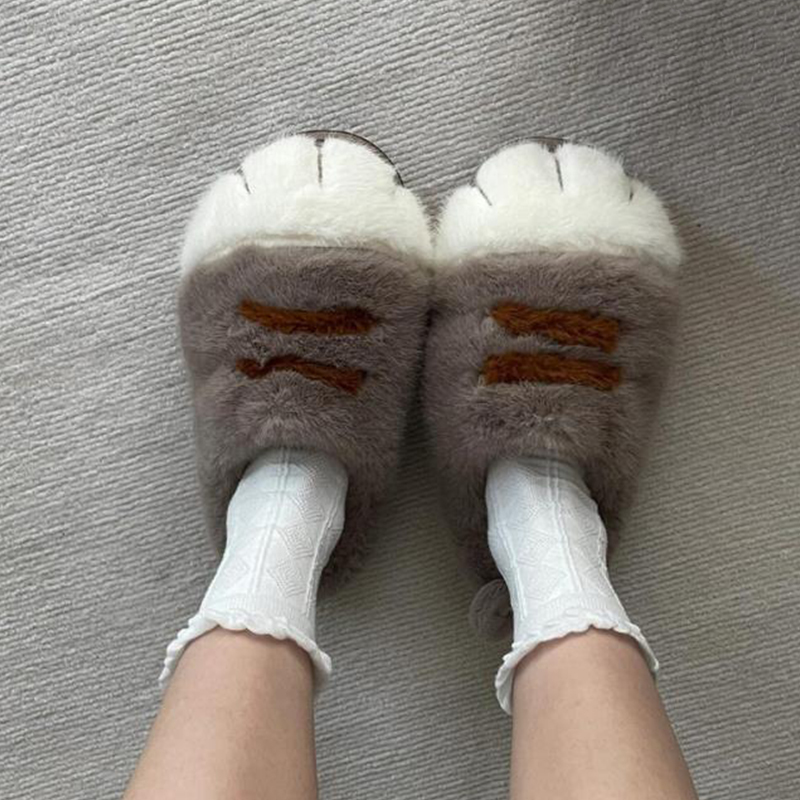 Fun fluffy cats feet slippers  - Women'S Shoes For Flat Feet ulasan dan harga