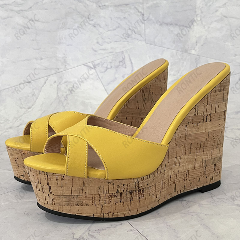 Rontic 2021 Women Platform Sli - Cork Wedge Sandal ulasan dan harga
