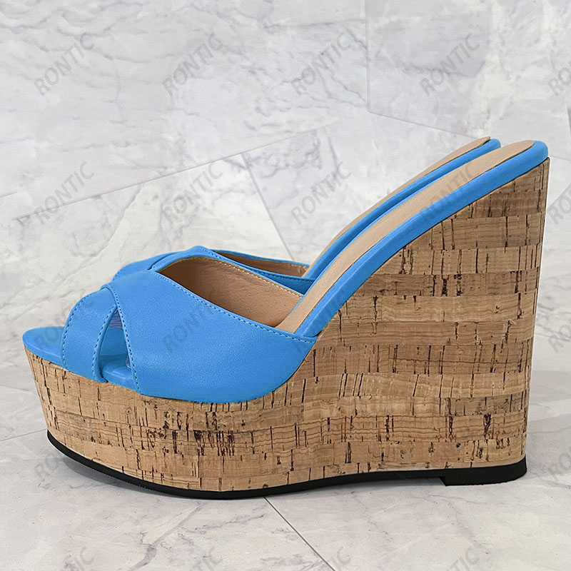 Rontic 2021 Women Platform Sli - Cork Wedge Sandal ulasan dan harga