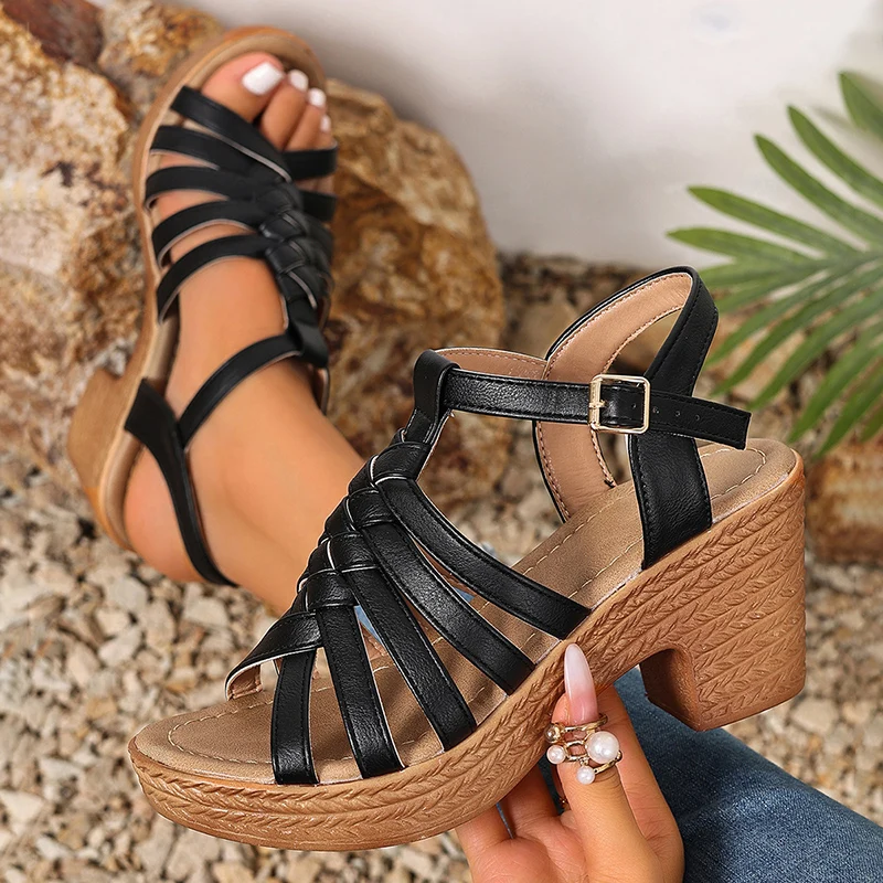 Fashion Woven Straps Chunky He - Jelly Sandal Women ulasan dan harga