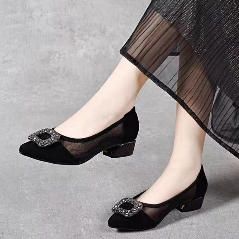 Elegant Pointed Toe Mesh Block - Women Shoes Size ulasan dan harga