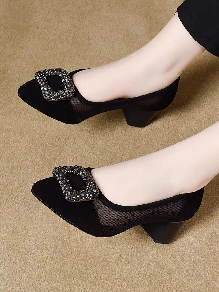 Elegant Pointed Toe Mesh Block - Women Shoes Size ulasan dan harga