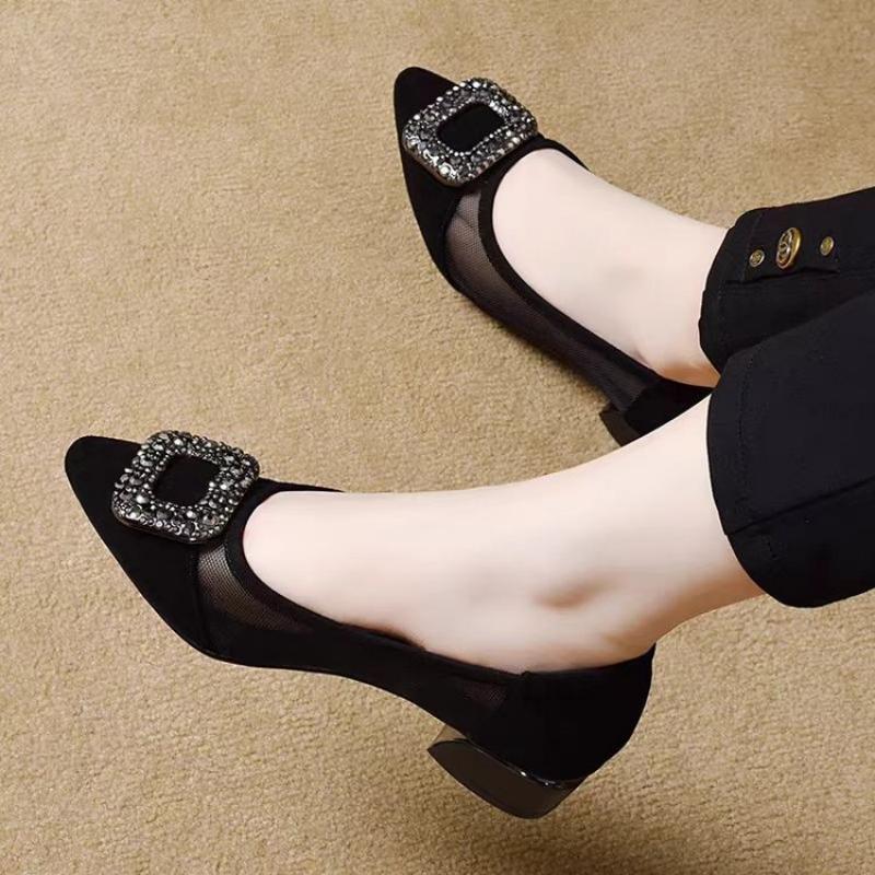 Elegant Pointed Toe Mesh Block - Women Shoes Size ulasan dan harga